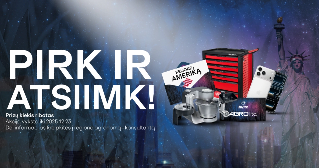 „PIRK IR ATSIIMK“ akcijoje dalyvaujančių produktų sąrašas ir pirkinių lygių paketai su dovanomis – „Agrokoncerno“ žiemos akcija 2025